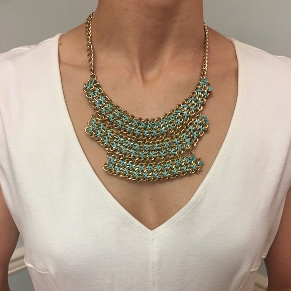 🥳✨Turquoise & "golden" bib necklace✨ - Picture 2 of 3