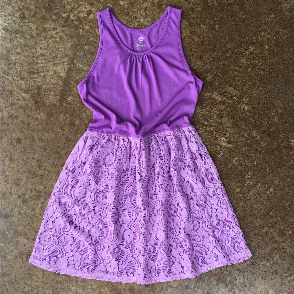 Tween cotton dress, lace detail
