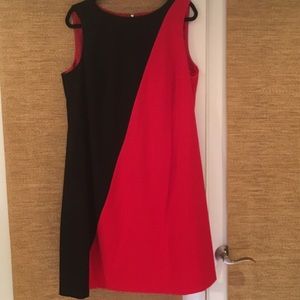 Nine West red and black color block dress 16W