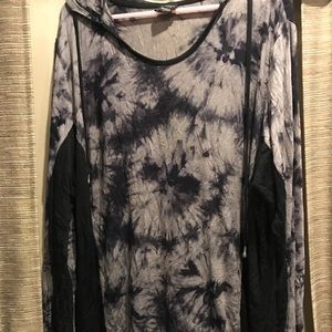 Long sleeve black and grey tie-dye