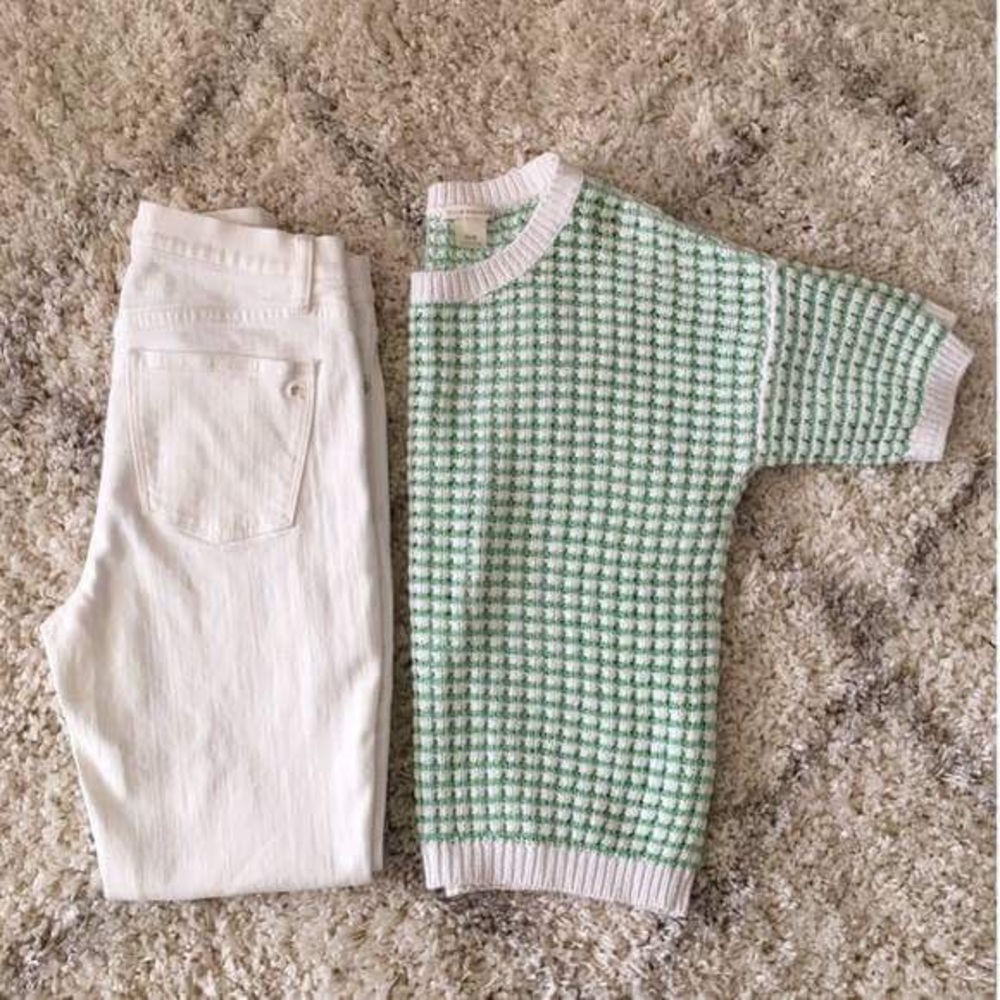 Club Monaco open knit short sleeve sweater