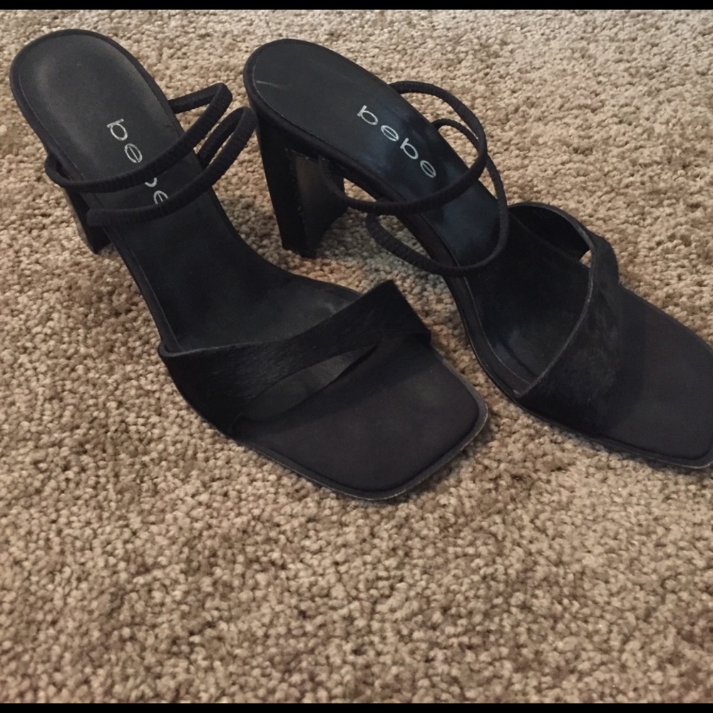 Gorgeous Bebe black suede heels
