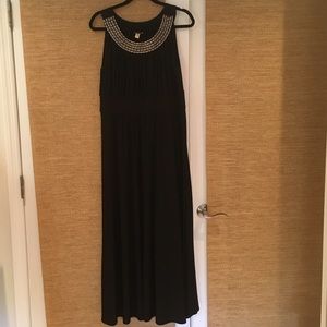 Black jersey maxi dress w/ silver bead detail.  XL