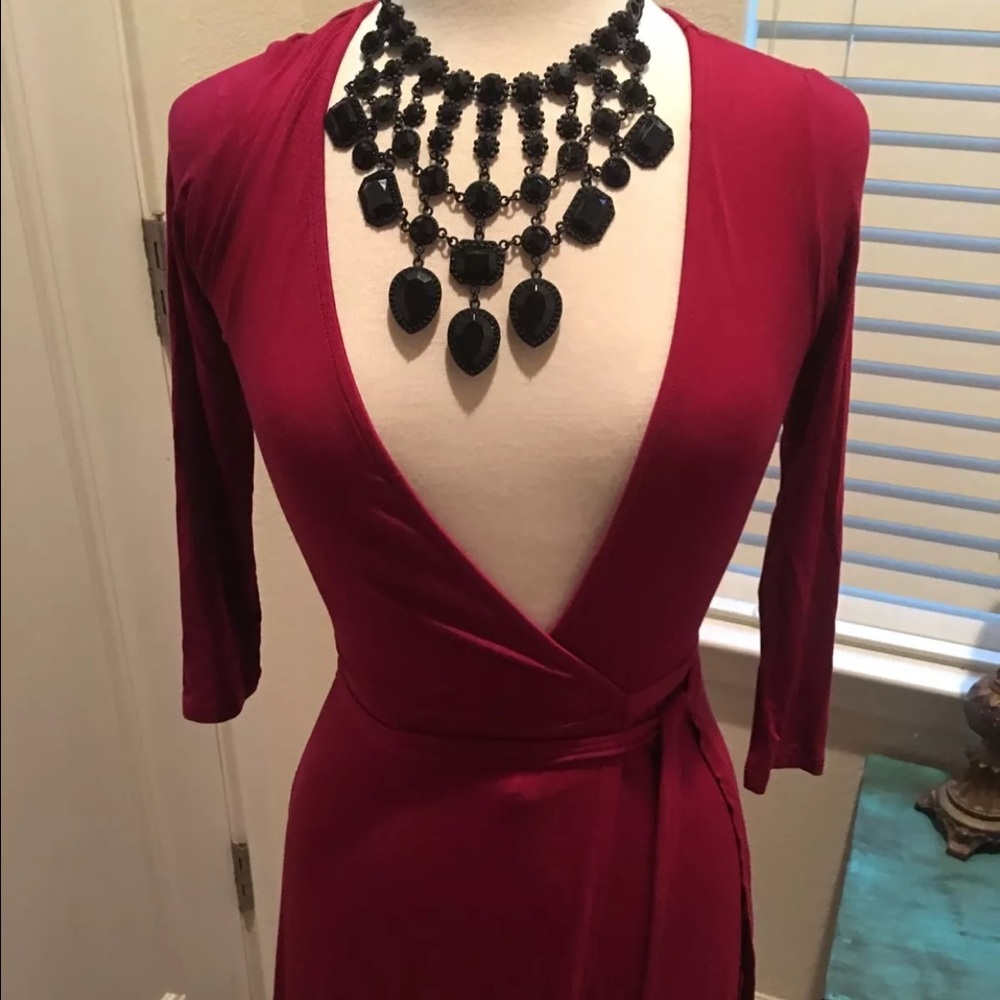 Lulus Berry Red Wrap Maxi Dress - Picture 4 of 8
