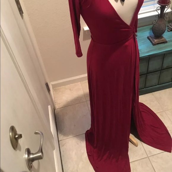 Lulus Berry Red Wrap Maxi Dress - Picture 5 of 8