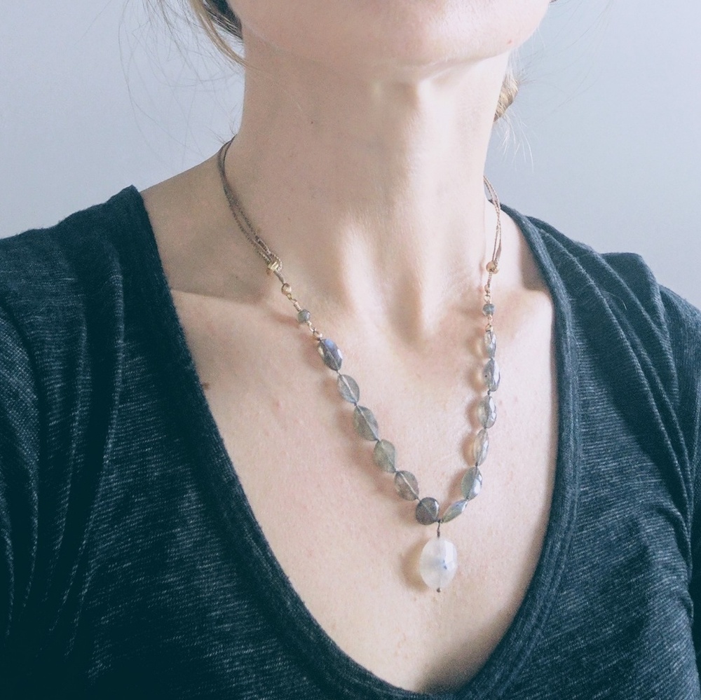 Adjustable handmade labradorite necklace