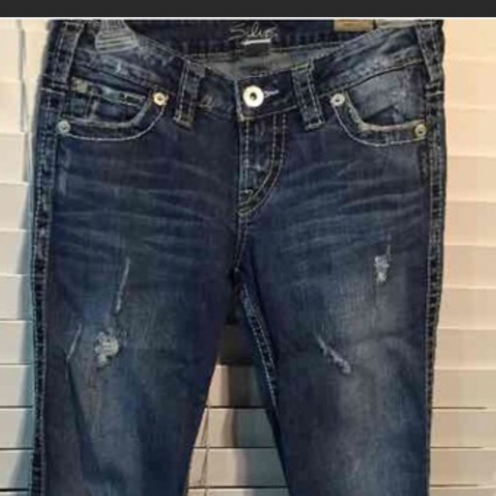 Ladies Silver Jeans size 27 waist 33 in length i