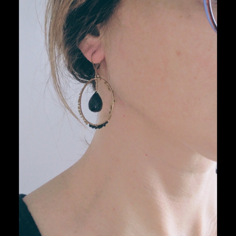 Handmade rough diamond hoop earrings