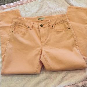 CAbi peach crop/ankle pants, size 6