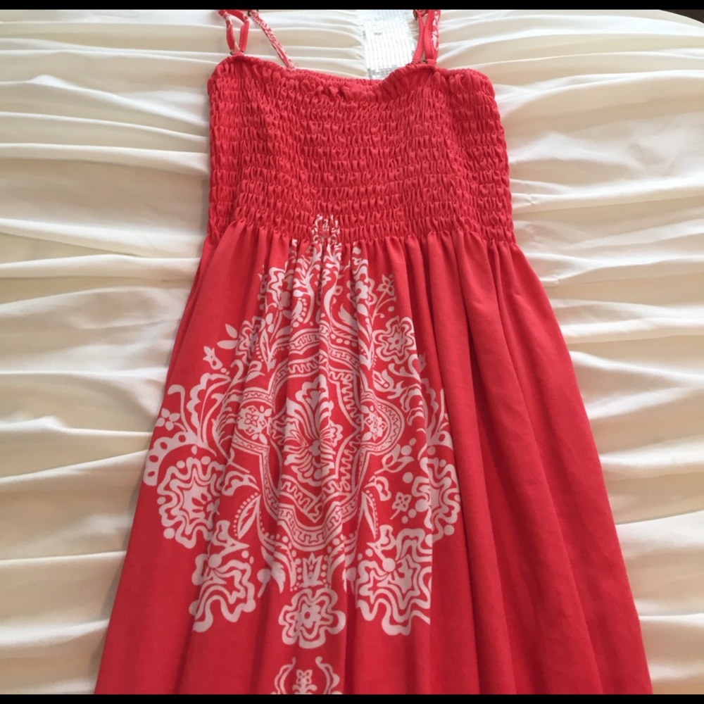Long coral summer maxi dress