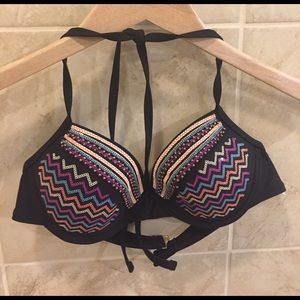 Embroidered blank halter swim suite top