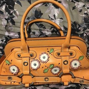 Luella Peach Leather Flower Detail Handbag