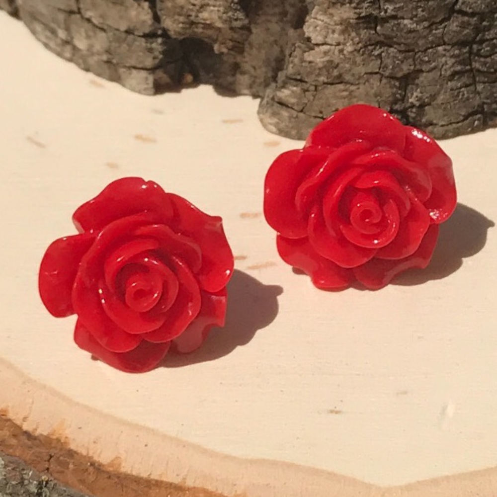 Beauty & The Beast Red Rose Earrings Back in Stock