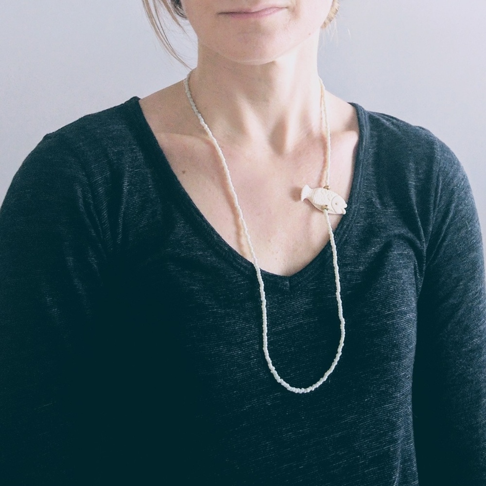 Cute fish and seed bead necklace