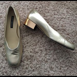 Sesto Meucci Gold Slip On Block Heels