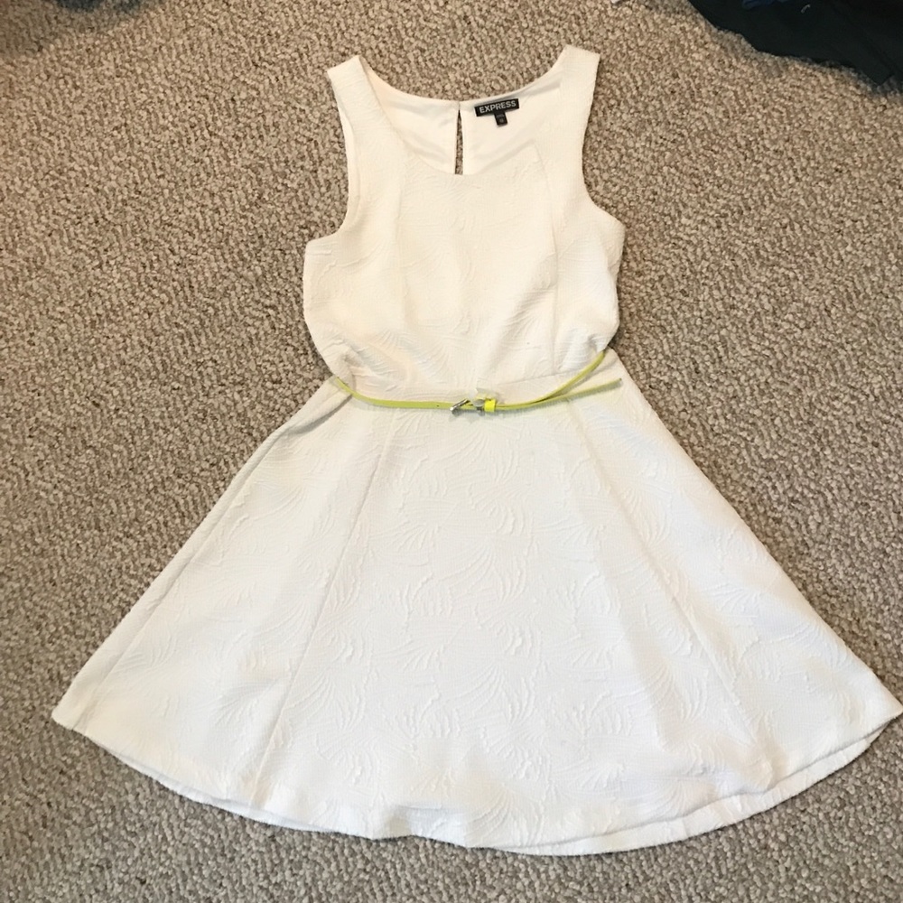 Express White Dress with Neon Belt