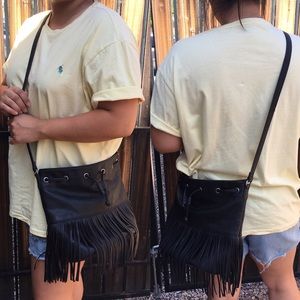 Black fringe crossbody