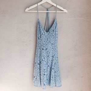 NEW WITH TAGS! Baby Blue A-Line Lace Mini Dress