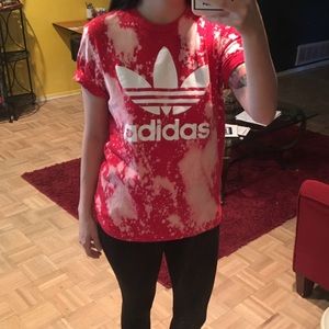 One Of A Kind Bleached Adidas Trefoil T-Shirt