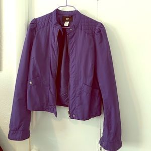 H & M indigo bomber style jacket