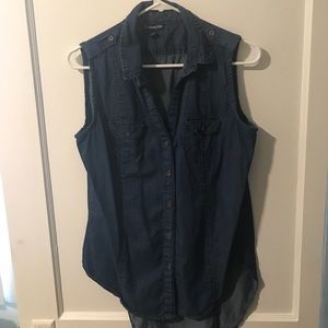 Sleeveless denim button down