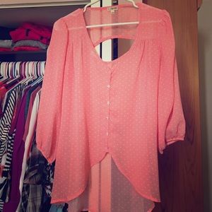 Pink polka-dotted blouse