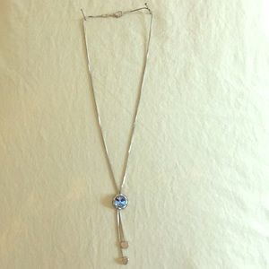 Halo rhinestone silver necklace