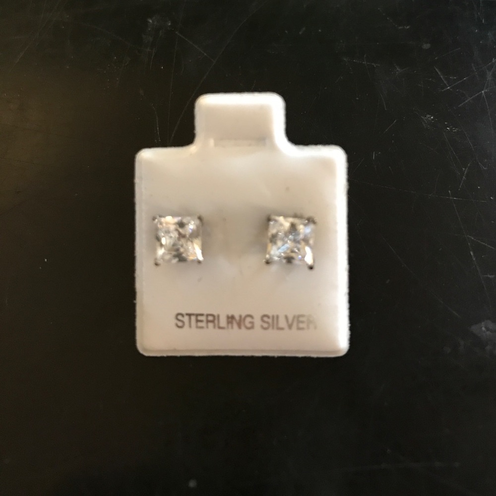 Sterling silver CZ stud earrings
