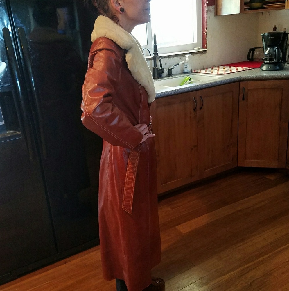 Vintage Karen Silton long leather jacket
