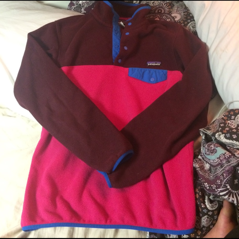 Patagonia women's synchilla pullover, maroon/pink