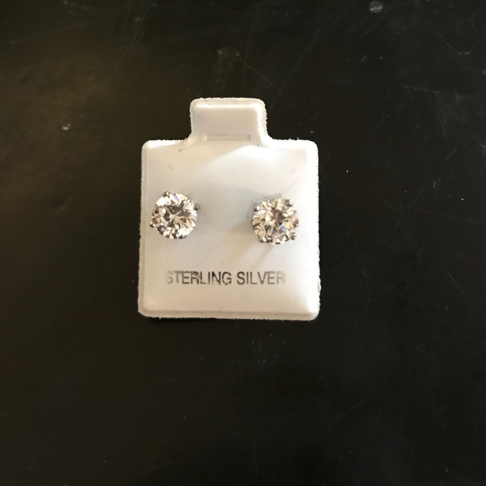 Sterling silver CZ stud earrings