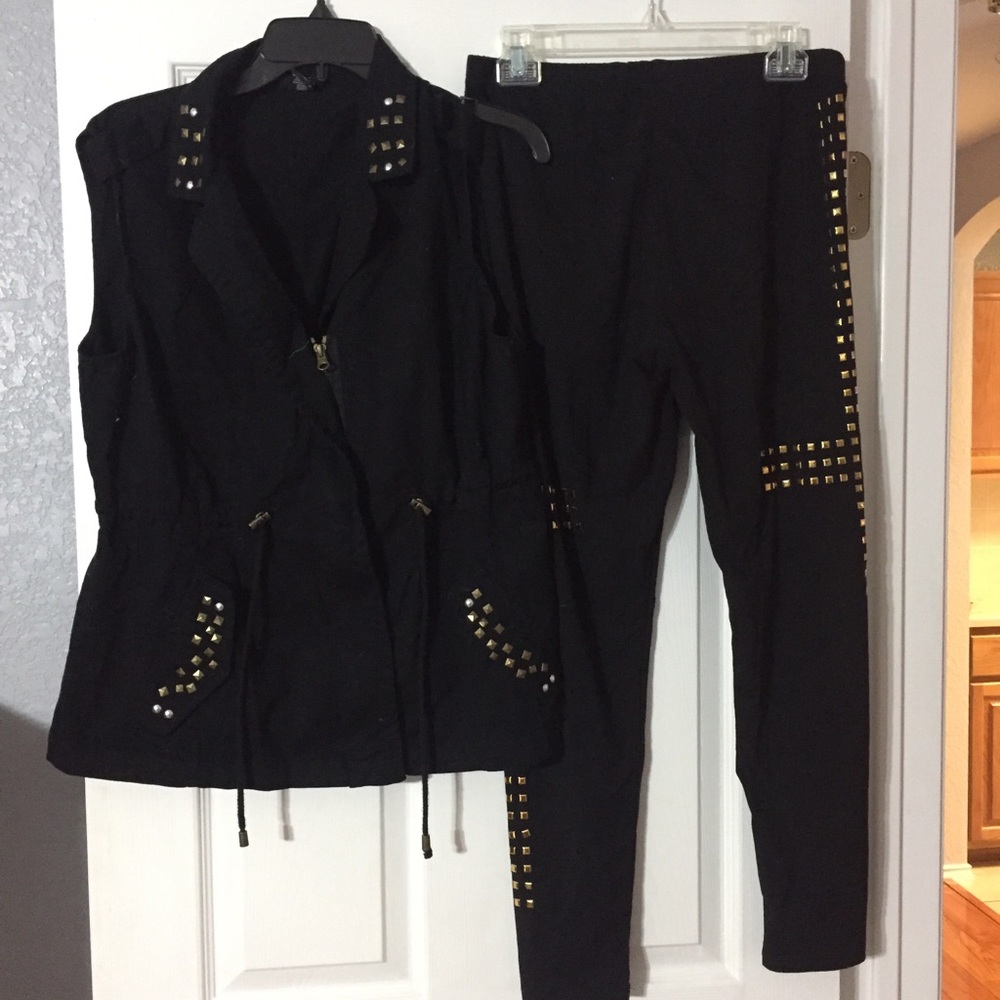 Stretchy bling pants with matching bling jacket