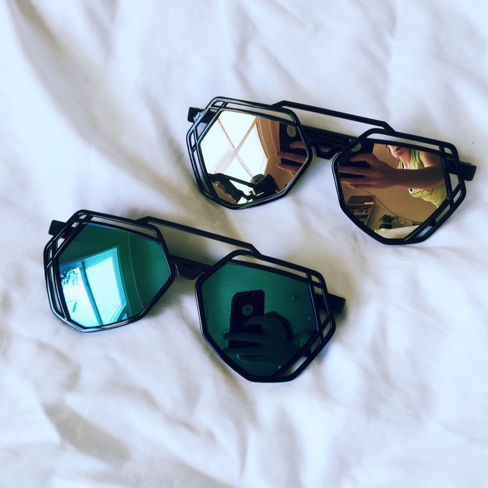 2 PAIR BUNDLE AVIATOR BLACK RIM SUNGLASSES 😎 NEW