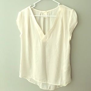 Cream V-Neck Blouse