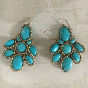 Anthropologie teal statement earrings