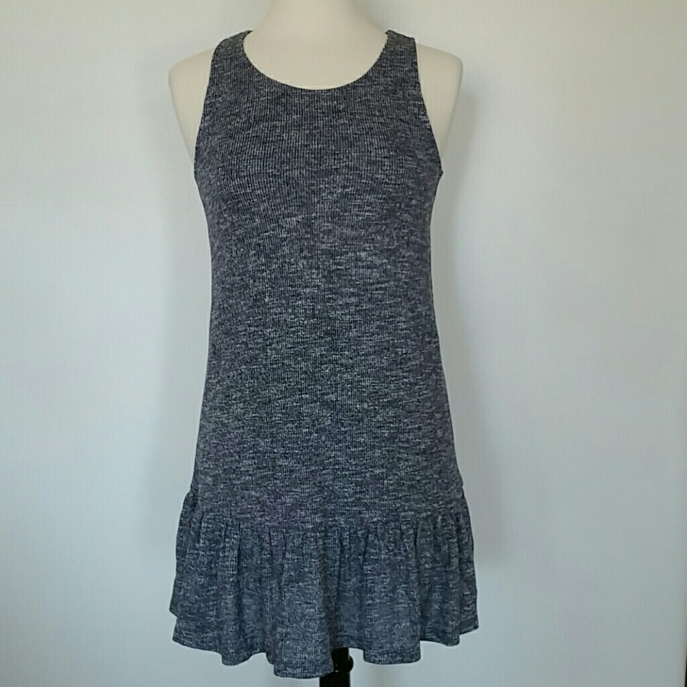 Blue/white sundress cover-up with ruffle bottom