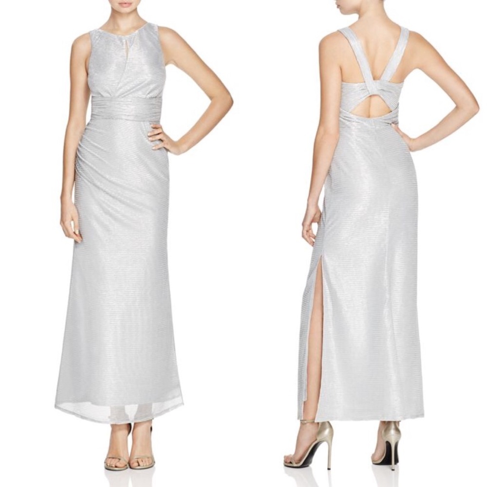 Laundry by Shelli Segal silver metallic gown/dress
