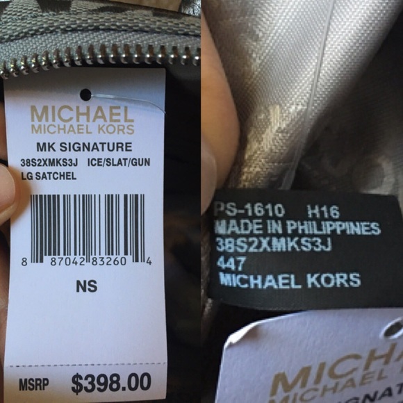 Michael Kors Signature Ice/SLTE/Gun LARGE Satchel - Picture 6 of 7