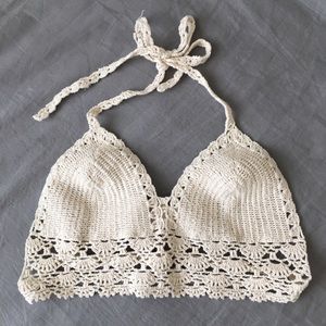 Cream knit bra