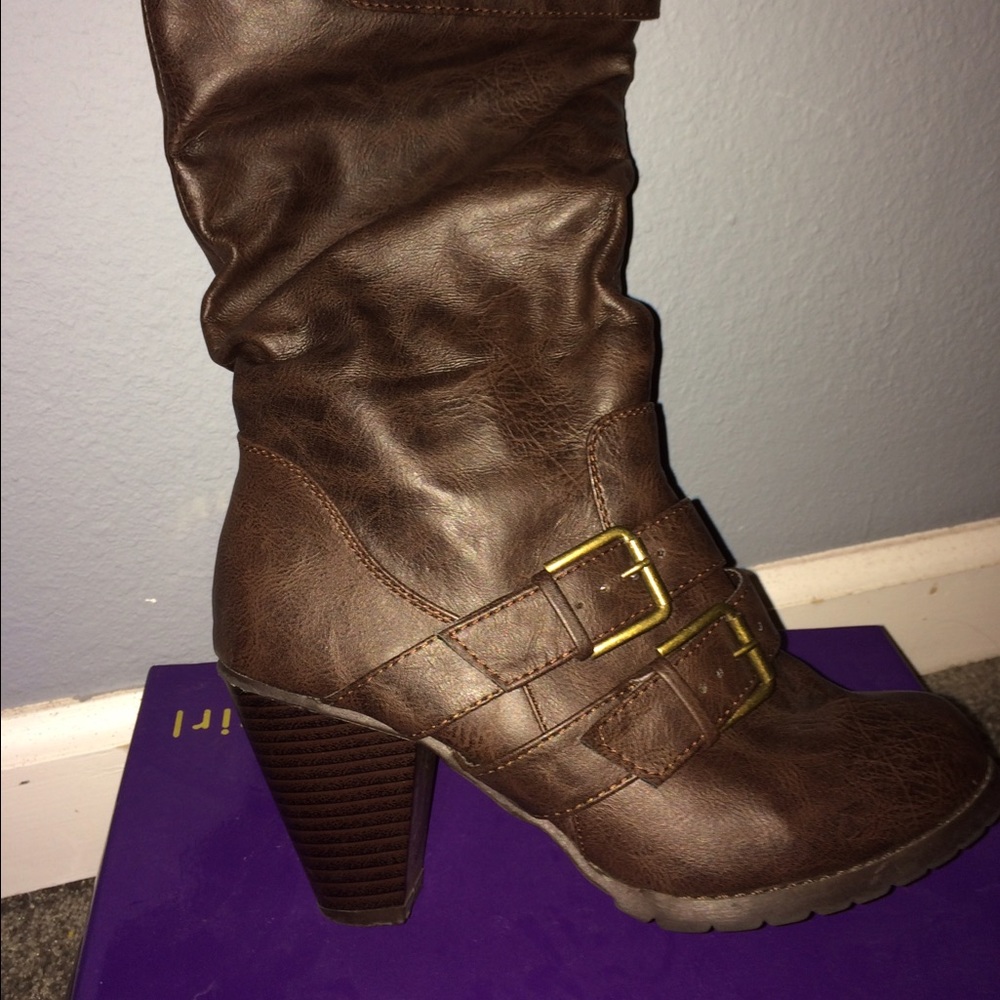 Madden girl brown mid calf boots