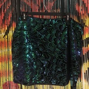 Black Velvet Sequined Skirt