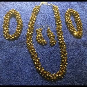 bronze set color necklace earrings bracelets