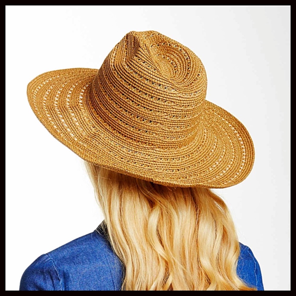 ❌SOLD❌VINCE CAMUTO Woven Fedora Panama Tan Hat - Picture 6 of 8