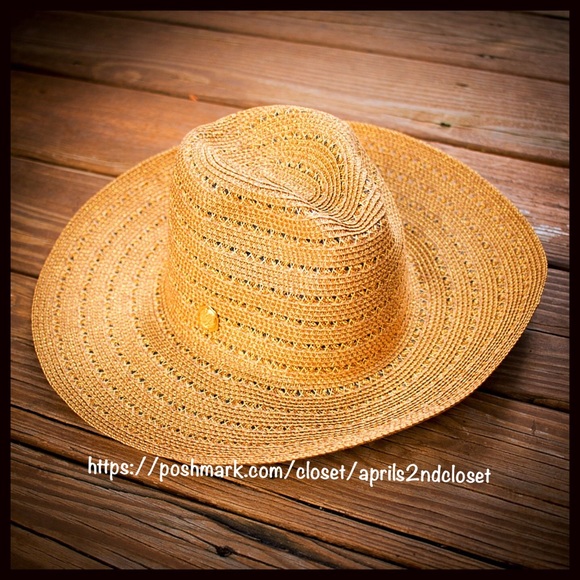 ❌SOLD❌VINCE CAMUTO Woven Fedora Panama Tan Hat - Picture 5 of 8
