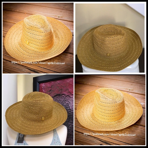 ❌SOLD❌VINCE CAMUTO Woven Fedora Panama Tan Hat - Picture 3 of 8
