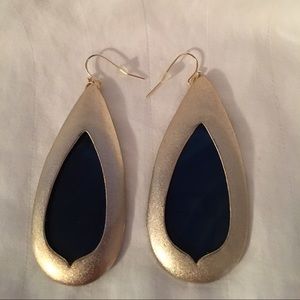 Kendra Scott navy & brushed gold tone earrings