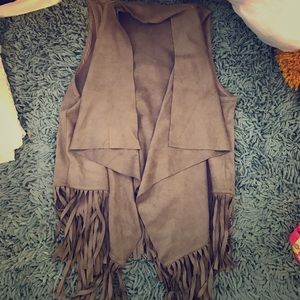 Suede fringe vest