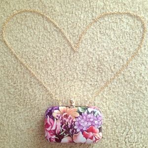 Lulu Townsend Floral and Gold Clutch