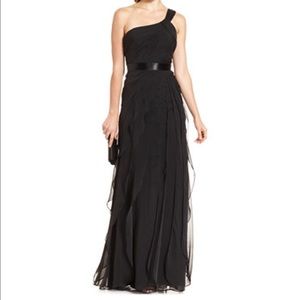 Adrianna Papell One Shoulder Tiered Chiffon Gown