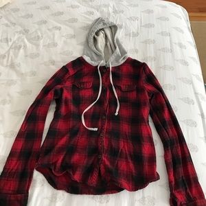 Red flannel with hoodie